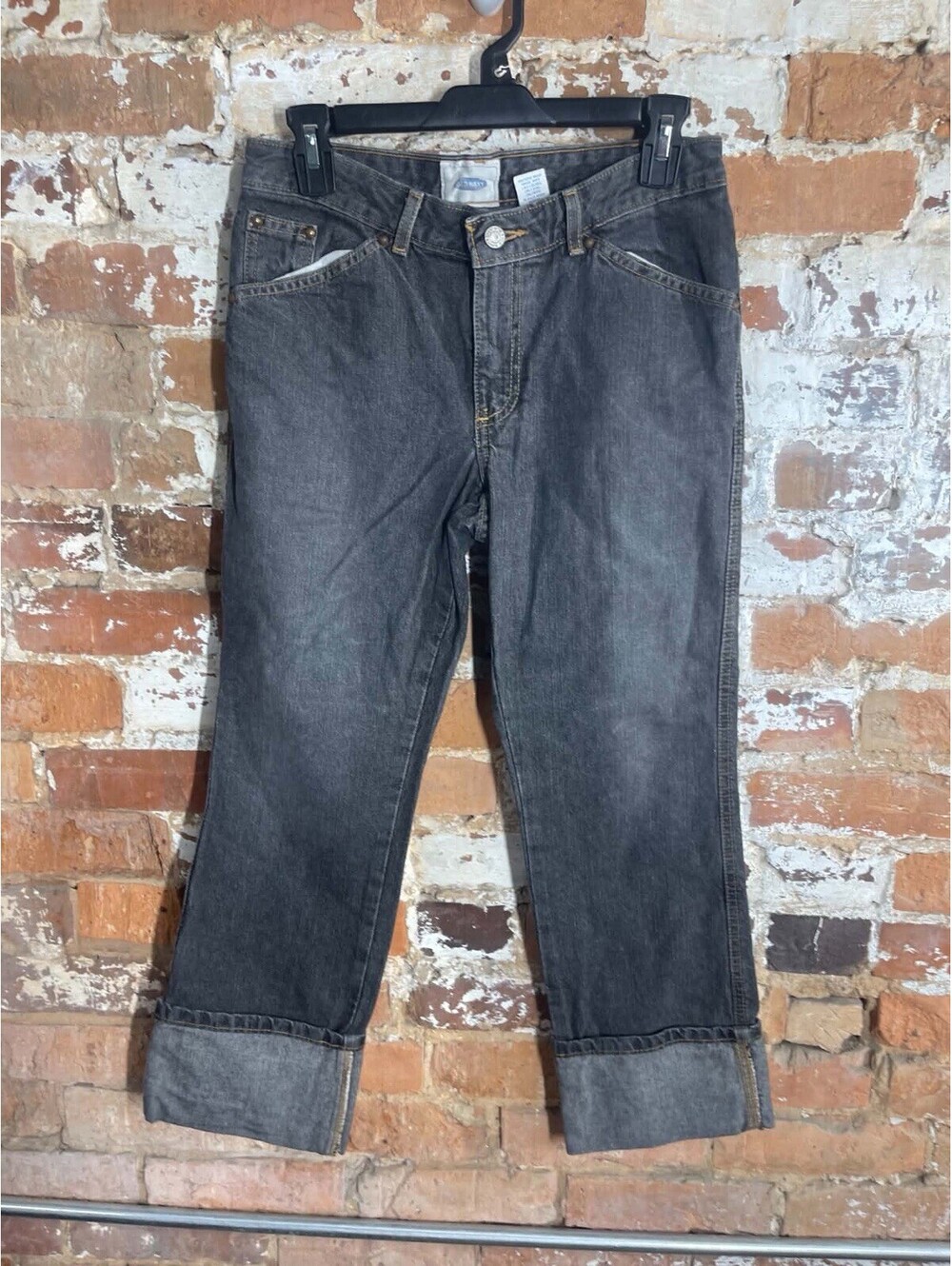 Vintage Old Navy Womens Capri Pants Jeans Cuffed Distressed Y2K Size 4